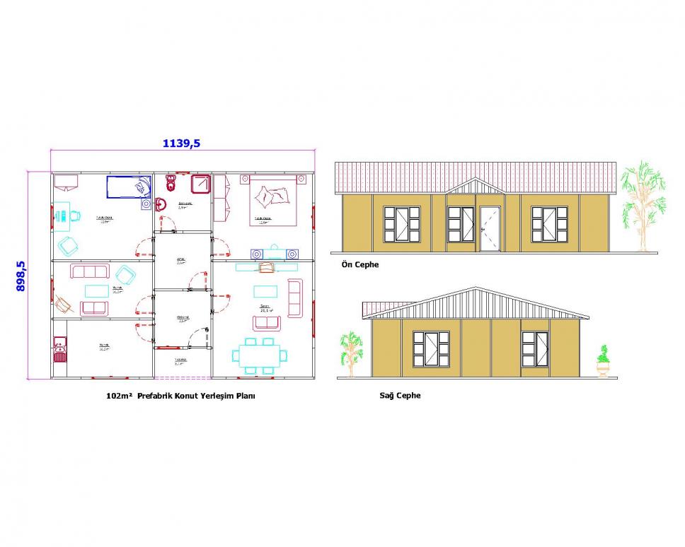 102 m² Prefabrik Ev