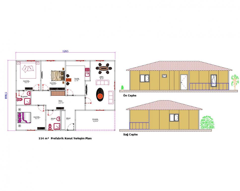 114 m² Tek Katlı Prefabrik Ev