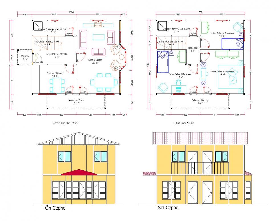 115 m² Prefabrik Ev