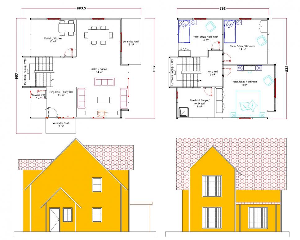 130 m² İki Katlı Prefabrik Ev