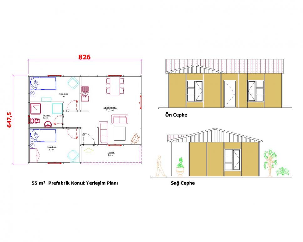 55 m² Prefabrik Ev