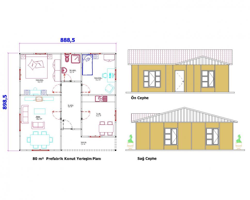 80 m² Prefabrik Ev