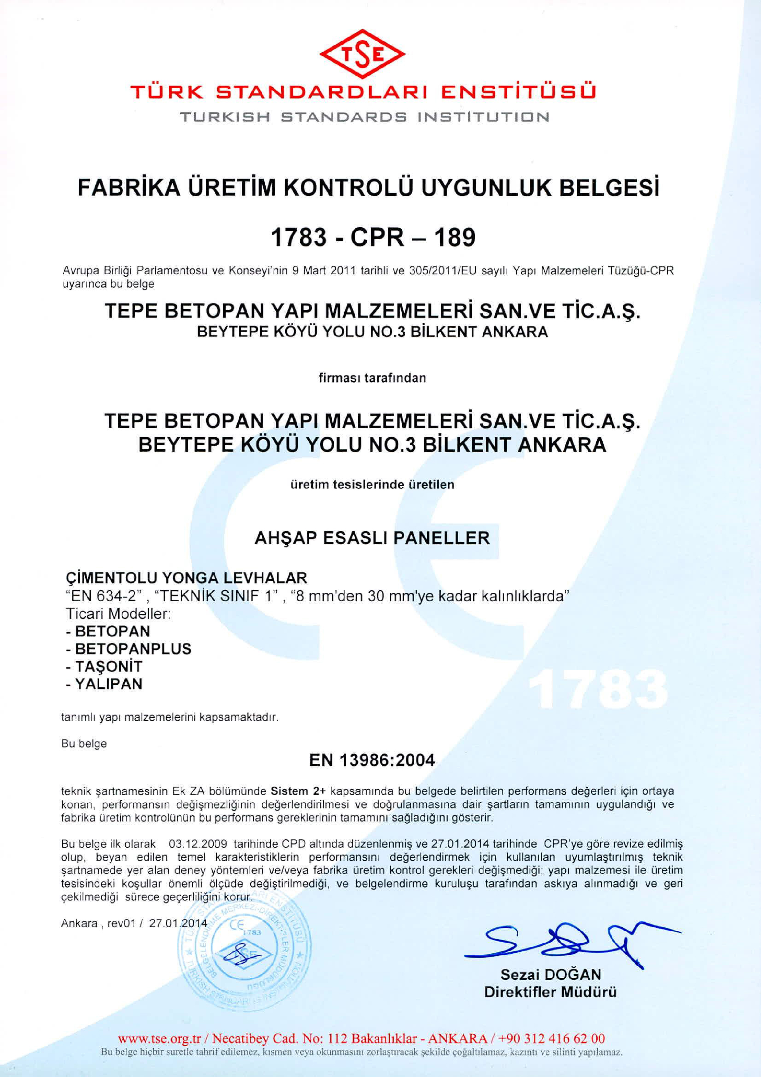Betopan CE Belgesi